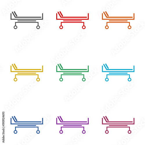Hospital bed icon isolated on white background. Set icons colorful