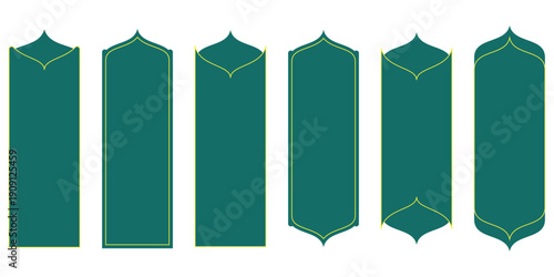 Islamic Frame Shape Vector Design. Ramadan shape. Ramadan frame. Elegant Muslim Architectural Element with Golden Accents for Festive Celebrations.