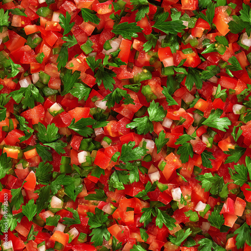 Seamless tiling photorealistic pattern of pico de gallo for infinite backgrounds or textures