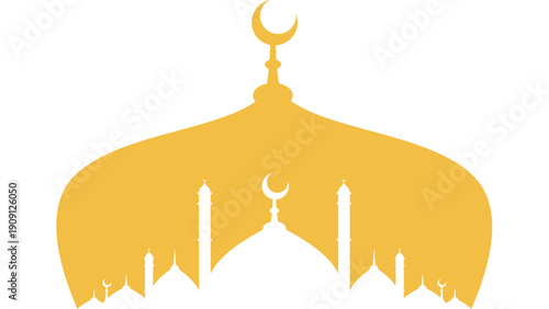 Celebrating Ramadan Kareem with a serene mosque silhouette illustration during a holy month, viewed from a peaceful perspective