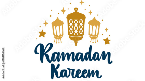 Celebrating Ramadan Kareem with lanterns and stars in a festive illustration