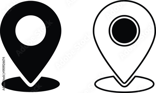 Black and white map pin location