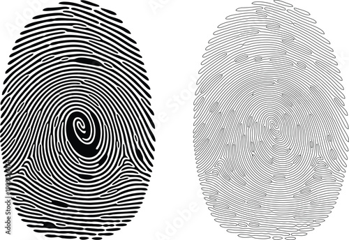 Black and white fingerprint side by side fingerprints