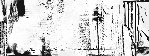 Black paint stains and tire tracks on white grid cement or concrete background. Vector realistic illustration of grunge urban wall background with ink splatters, tread marks and dirt, modern street