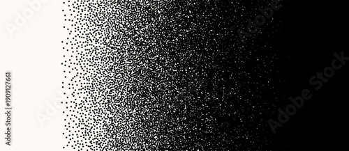 Stipple gradient of black dots fading into white, abstract minimal background symbolizing transition, modern design, printing technique, and commercial digital art concept.