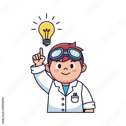 Young Scientist Inventor Eureka Moment Idea Lightbulb Concept