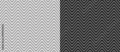 Chevron zigzag lines split into black on white and white on black halves. Abstract geometric pattern with symmetry, contrast, and optical illusion. Perfect for branding, tech, or modern design.