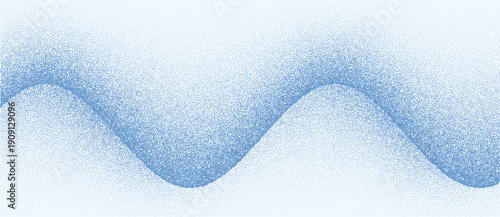 Blue dotted sine wave on white background. Abstract geometric curve with rhythm, amplitude, and gradient density. Perfect for science, technology, branding, or modern design projects.