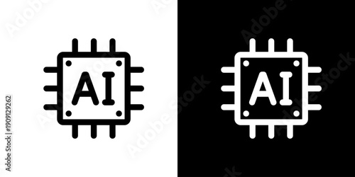 基板とAI文字の人工知能アイコン (ベクター)