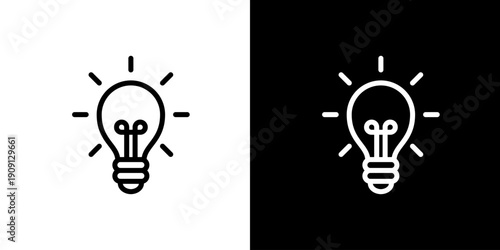 ひらめき！電球が光るアイコン (ベクター)