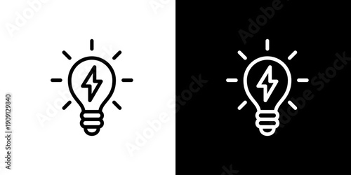 電球と雷のエネルギーアイコン (ベクター)
