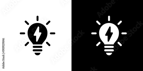 電球と雷のエネルギーアイコン (ベクター)