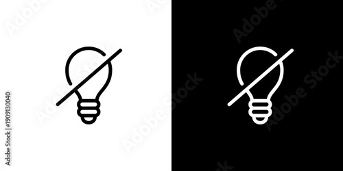 斜線付きの電球のアイコン (ベクター)