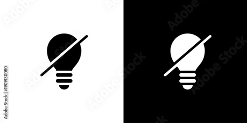 斜線付きの電球のアイコン (ベクター)
