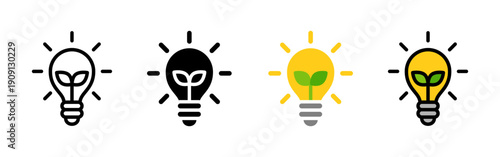 電球に芽のアイコンセット (ベクター)