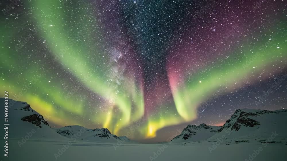 Mesmerizing aurora borealis dancing across the starry night sky over ...