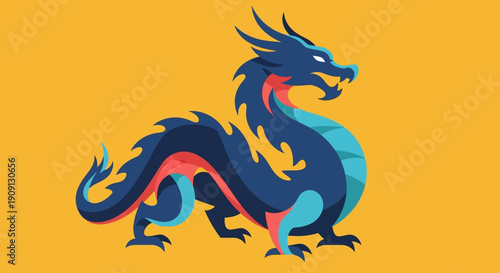 Vibrant mythical dragon illustration, a powerful symbol of good fortune and prosperity for imlek and the upcoming chinese new year celebrations, embracing rich cultural heritage