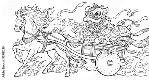 Horse-Drawn Lion Dance Carriage
