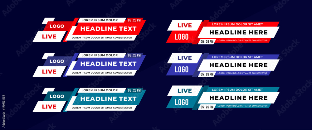 Naklejka premium Abstract modern geometric lower third banner template design for broadcasting