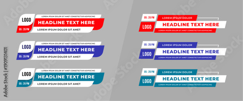 Abstract modern geometric lower third banner template design for broadcasting