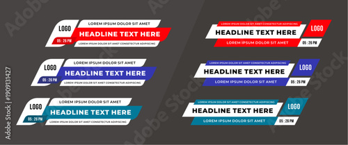 Abstract modern geometric lower third banner template design for broadcasting