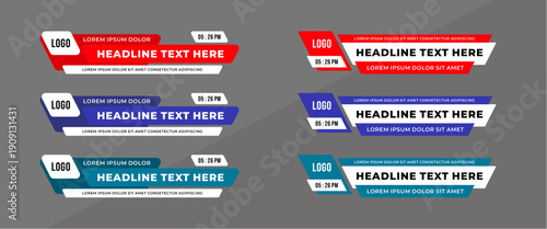 Abstract modern geometric lower third banner template design for broadcasting