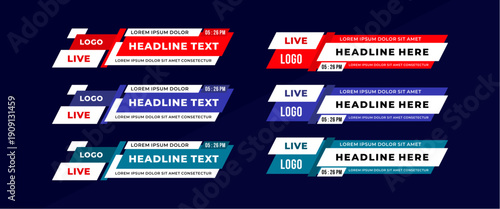 Abstract modern geometric lower third banner template design for broadcasting