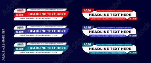 Abstract modern geometric lower third banner template design for broadcasting