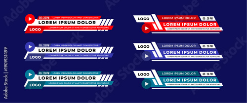 Abstract modern geometric lower third banner template design for broadcasting