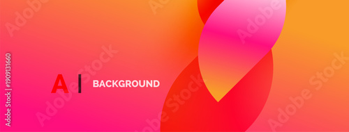 Vibrant gradient background. Pink, orange hues blend smoothly. Text reads AI BACKGROUND. Modern design, abstract shapes present.