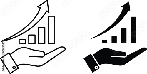 Business growth chart with hands graph