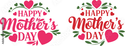 Happy mother's day greeting cards with hearts and flowers