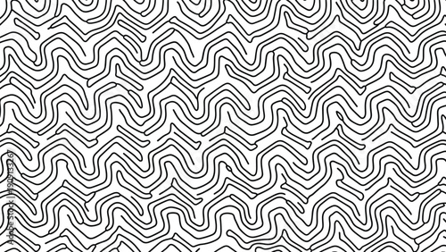 Intricate black and white abstract pattern featuring wavy interlocking lines that create a mesmerizing and complex visual texture.