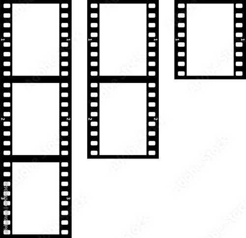 Grunge movie film strips collection, vintage filmstrip roll frame, photo background. Old video movie filmstrip overlay, cinema, photograph camera strip. Old retro cinema movie strip video recording.