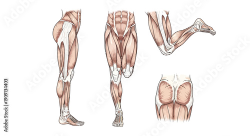 Anatomy of Human Leg Muscles: Posterior View, Quadriceps, and Gluteus