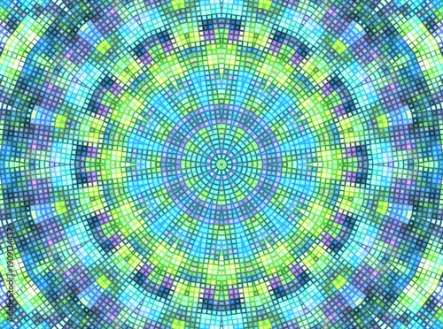 Bright background with concentric mosaic pattern