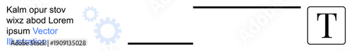 Workflow systems, process automation, teamwork, data connectivity, business operations, efficiency. Gears connecting lines with a letter T. Workflow systems and process automation concept
