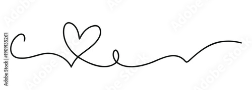 Heart shape continuous one line drawing suitable for wedding invitation and valentine card. Minimalist black ink love symbol vector illustration