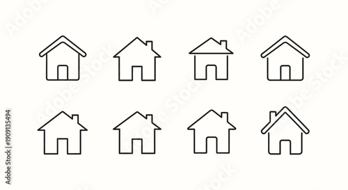 Simple House Icons Set, Home Symbols Collection