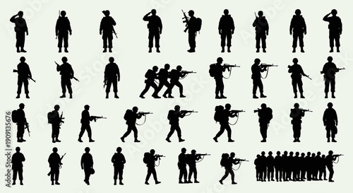 Soldier Silhouette Vector Graphics for Military Designs