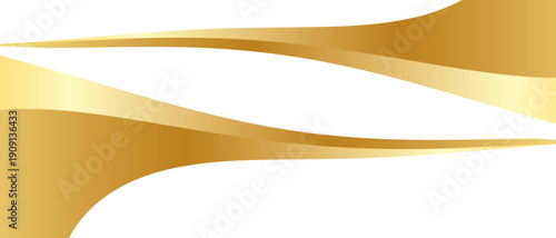 Golden wavy ribbon segments with graceful lines. Swirled line vector illustration. Swoosh gradient shapes. Award-style swirl elements for banners and frames. Luxurious smooth borders and corner headin