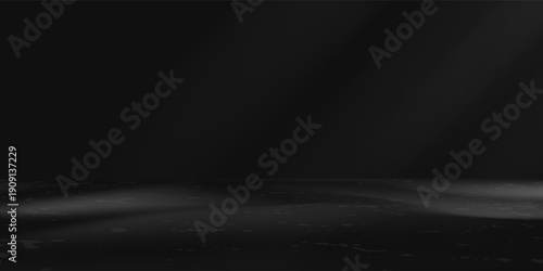 limbo black background. abstract dark gradient backdrop. color wall of studio, room, stand for product display or photo. modern banner with empty place for advertising text. vector illustration.