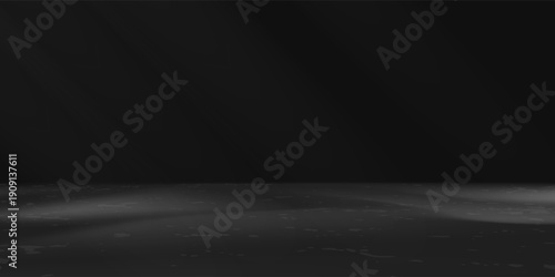limbo black background. abstract dark gradient backdrop. color wall of studio, room, stand for product display or photo. modern banner with empty place for advertising text. vector illustration.
