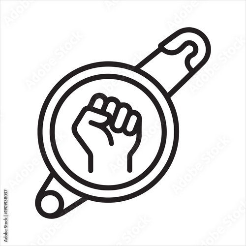 Solidarity pin badge outline vector