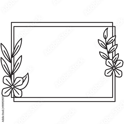 Classic Rectangle Floral Border Outline