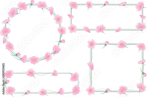 春の桜の花びらフレーム