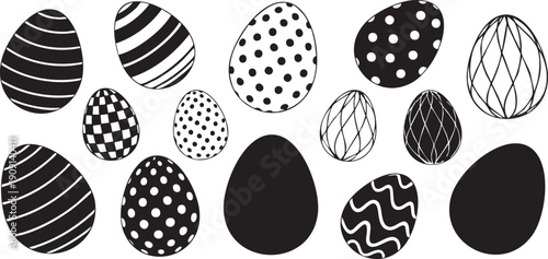 Seamless vector illustration of a colorful Easter egg pattern set with cute spring floral decorations for a festive holiday celebration design