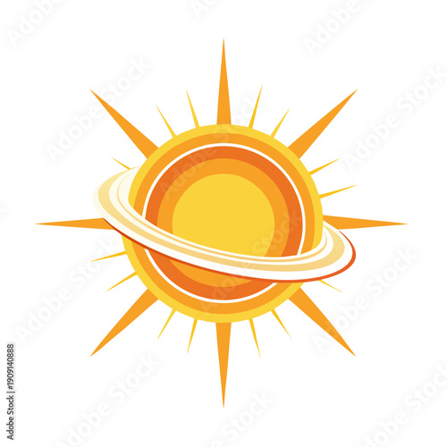 A yellow sun with a ring around it