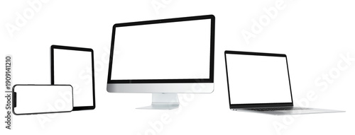 Photos Modern devices screens isolated on transparent background