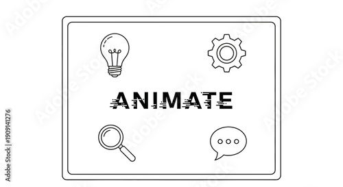 Animate Text with Icons: Idea, Process, Search, Communication